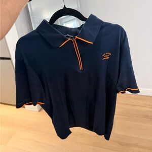 Paul & Shark Polo Shirt with Orange Trim - Navy